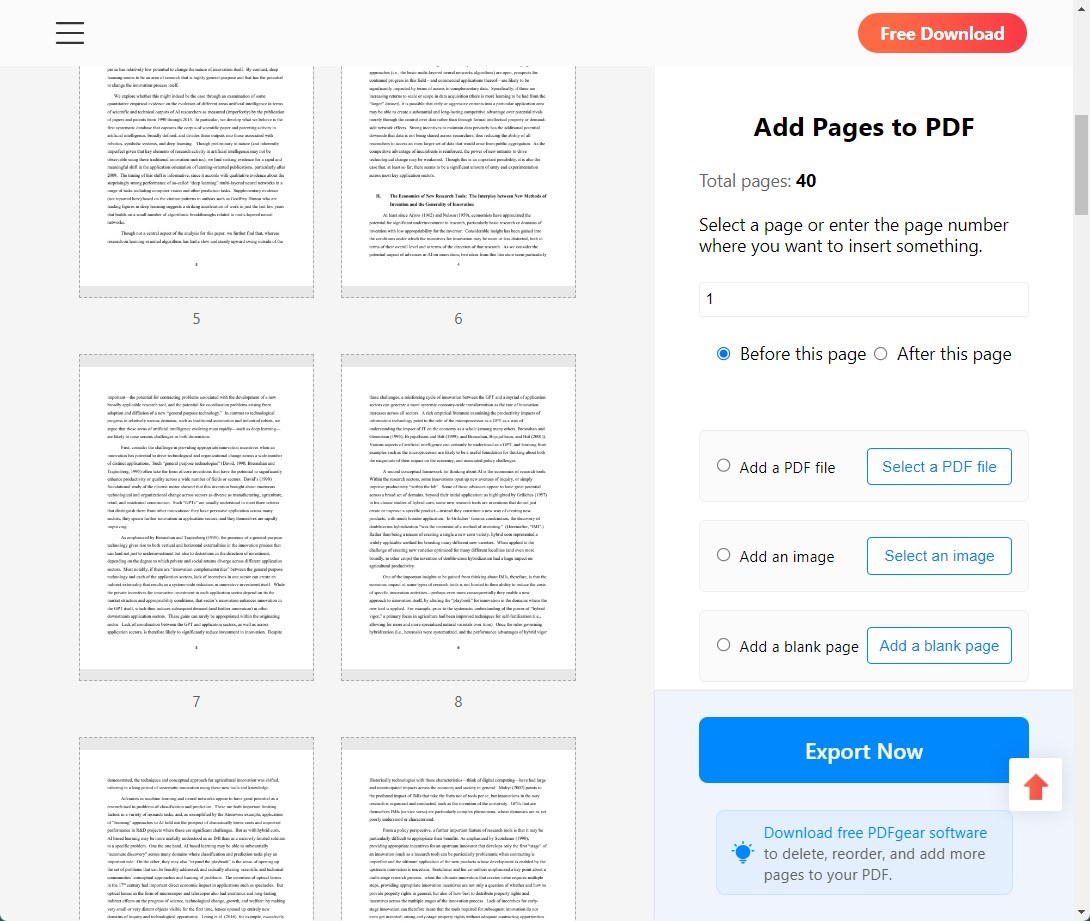 Add Pages to PDF Online