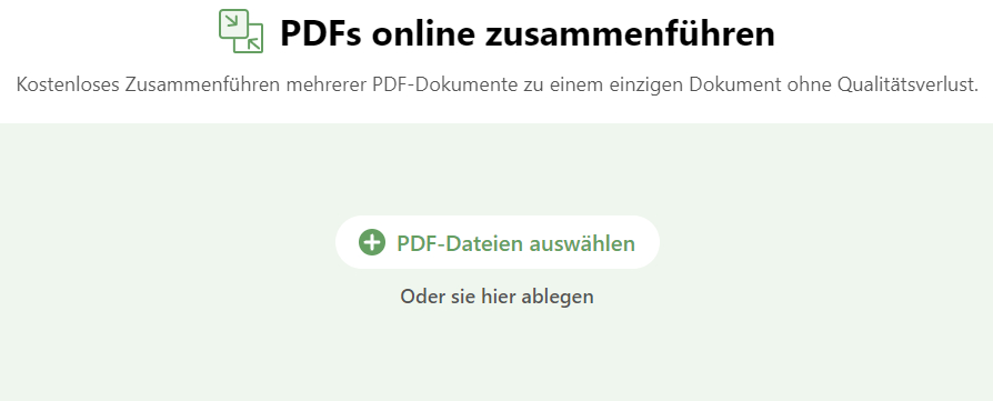 PDF-Dateien zum PDFgear Online-Zusammenführer hinzufügen