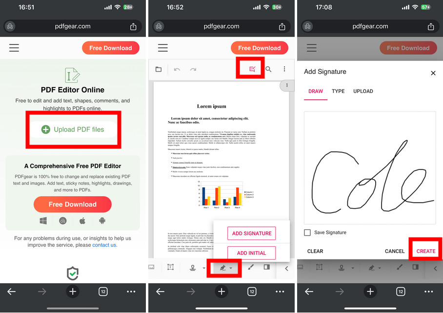 Sign on PDF on iPhone Online