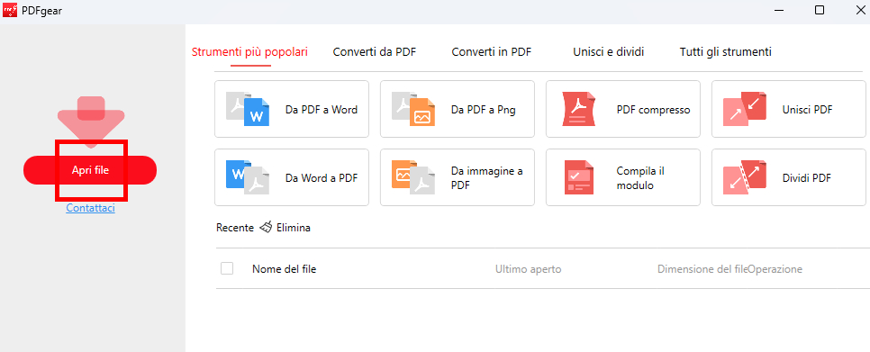 Importa Moduli PDF su PDFgear