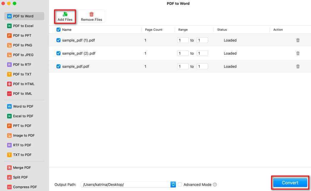 Batch Convert PDF to Word on Mac