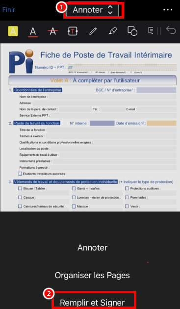 Appuyez sur le bouton Remplir & Signer