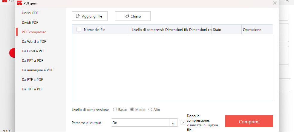 Carica File PDF da Comprimere