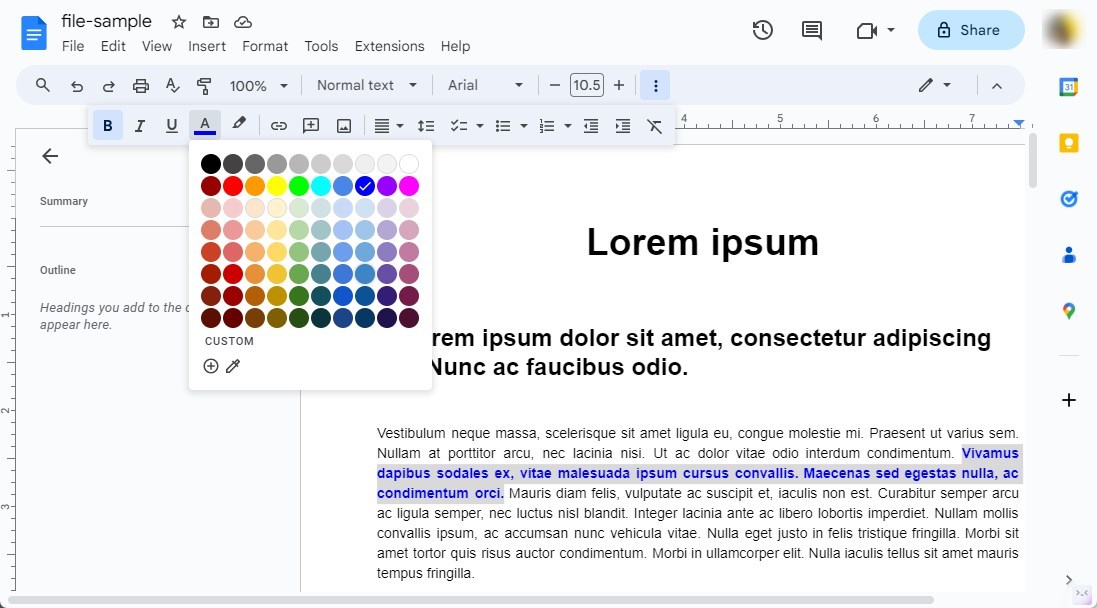 Change Text Color in Google Docs