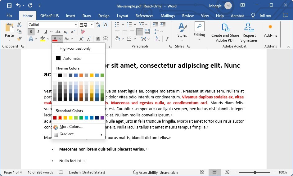 Cambia colore testo PDF in Word