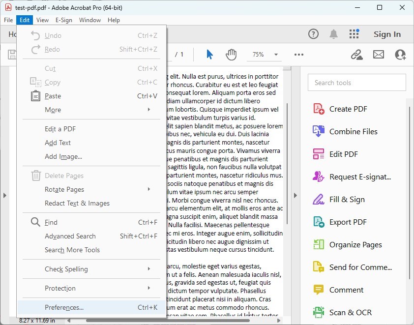 Vérifier les Préférences Adobe