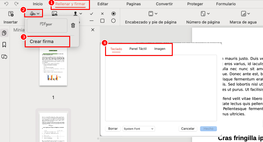 Crear una firma con PDFgear