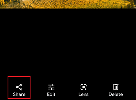 Click the Share Icon from Photos App