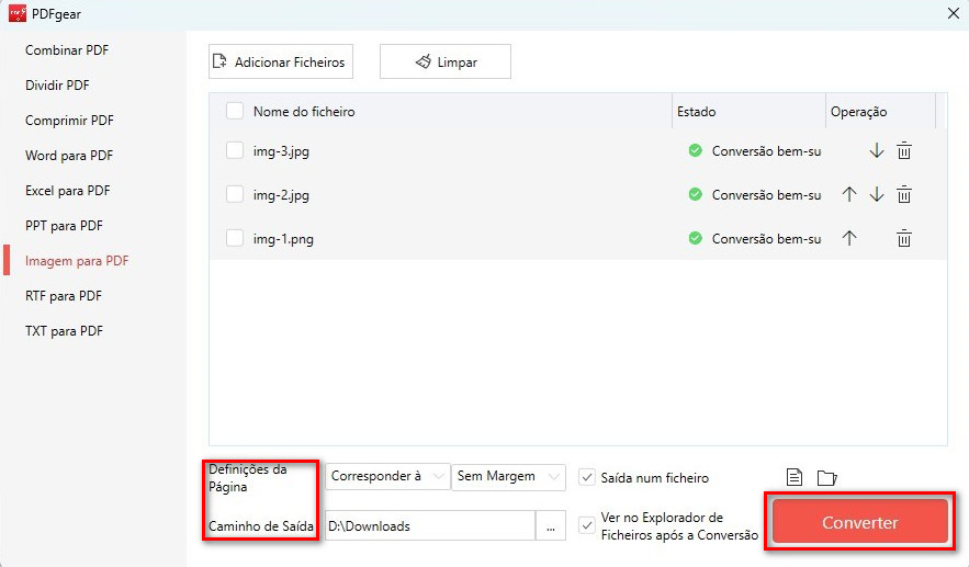 Combinar JPEGs em um PDF Offline