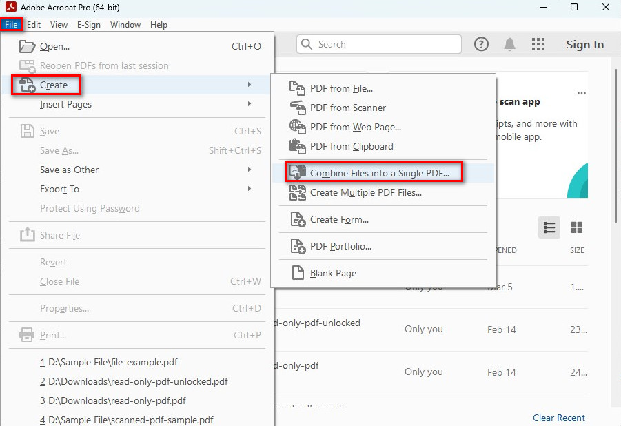 Dateien zu einer einzigen PDF zusammenfügen