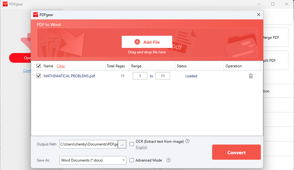 Convert PDF with Equations in PDFgear