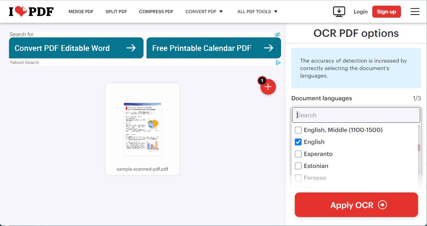 Convertir un PDF scanné en modifiable en ligne avec iLovePDF