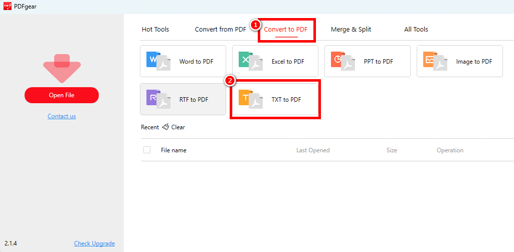 Navigate to TXT to PDF