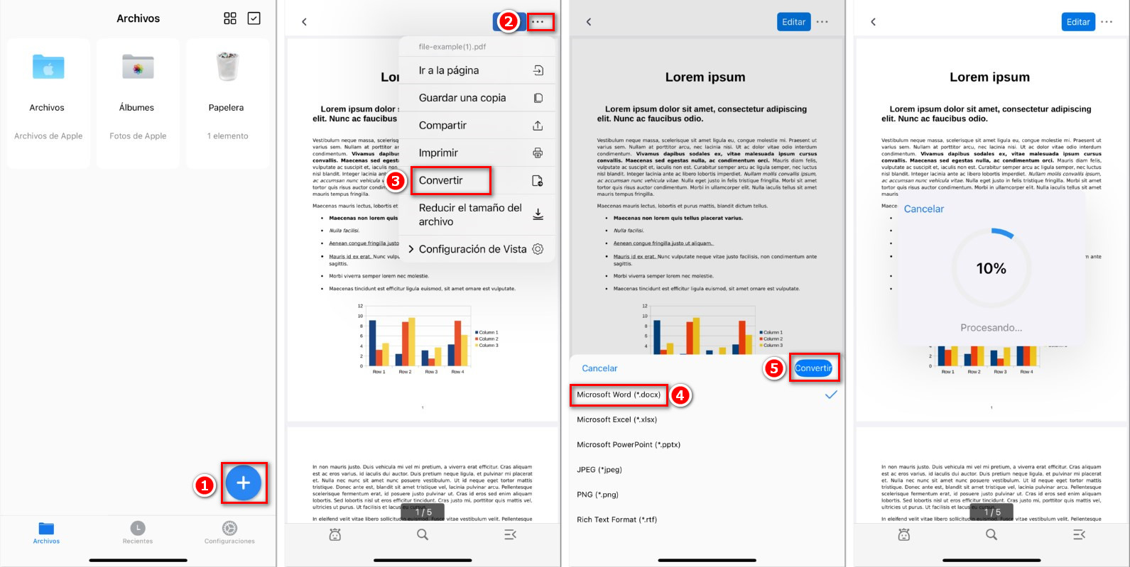 Convertir un PDF a Word en iPhone