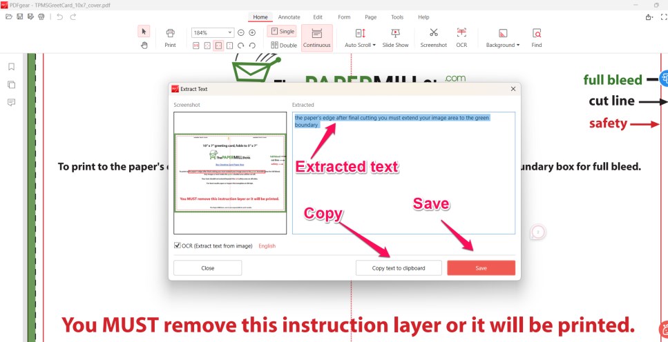 Copy and Save the Extracted Text