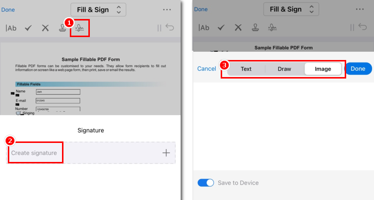 Sign on iPhone with PDFgear