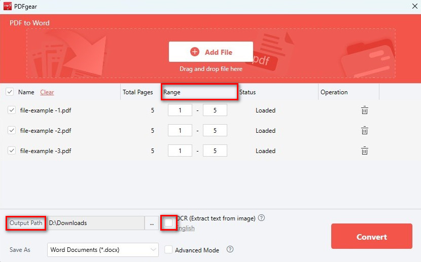 Customize the PDF to Word Conversion Settings