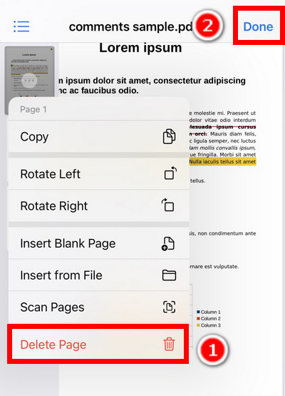 Delete a PDF Page in iPhone Files