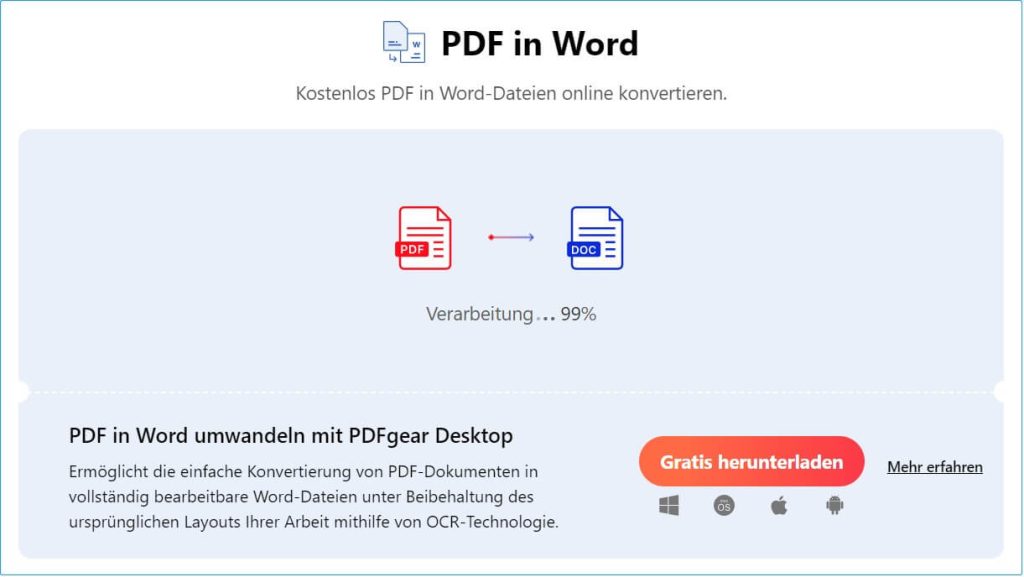 Die PDF-Datei wird verarbeitet