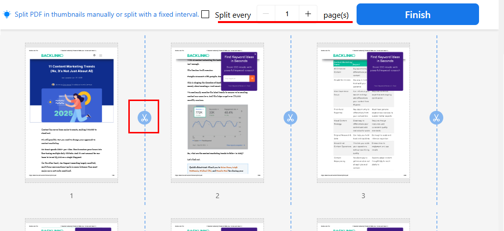 Split PDF Online with PDFgear