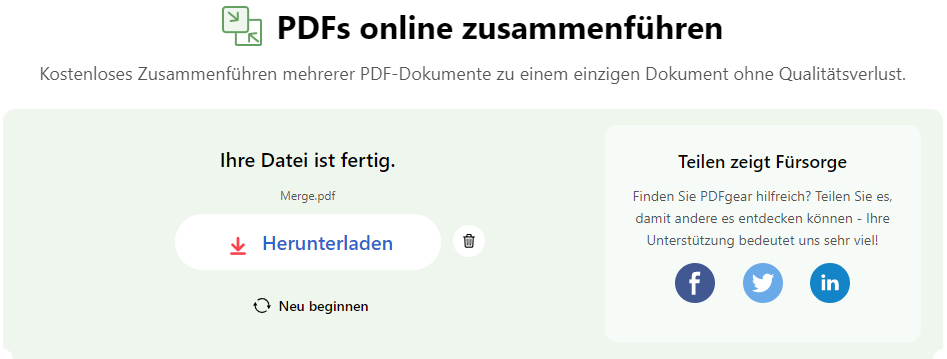 Laden Sie die zusammengeführte Datei herunter