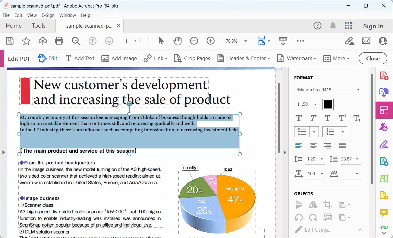Modifier le PDF scanné dans Adobe Acrobat