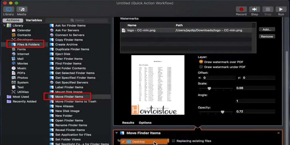 Edit Watermark in Automator