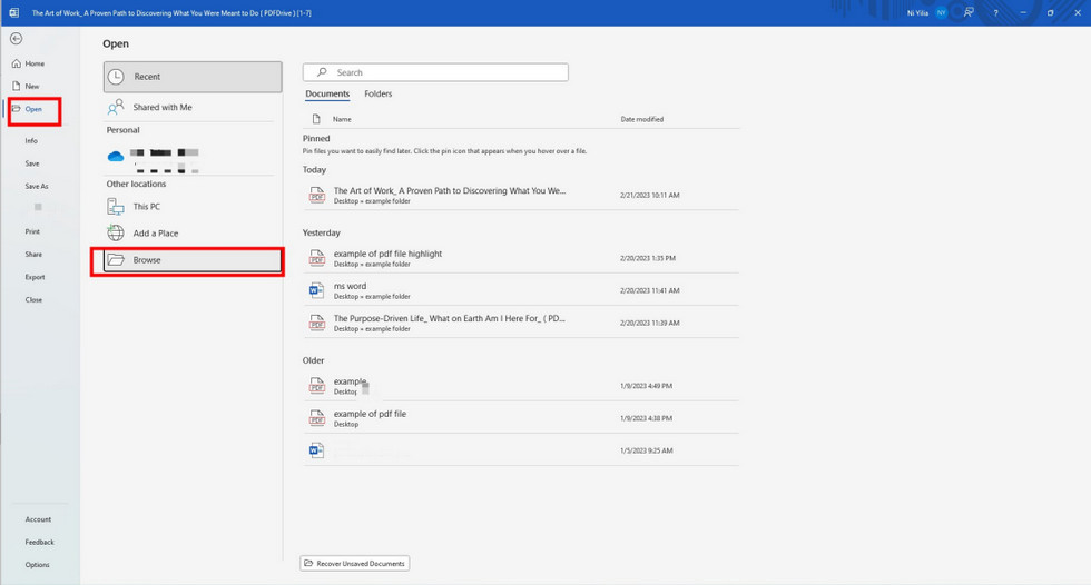 Microsoft WordでPDFをインポート