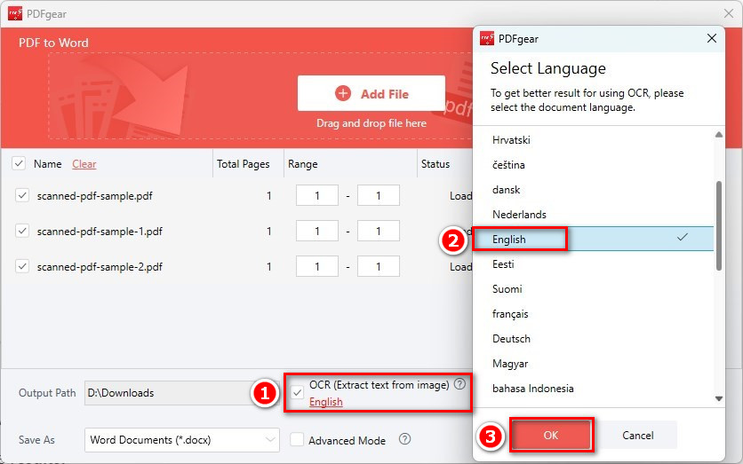 Check the OCR Button