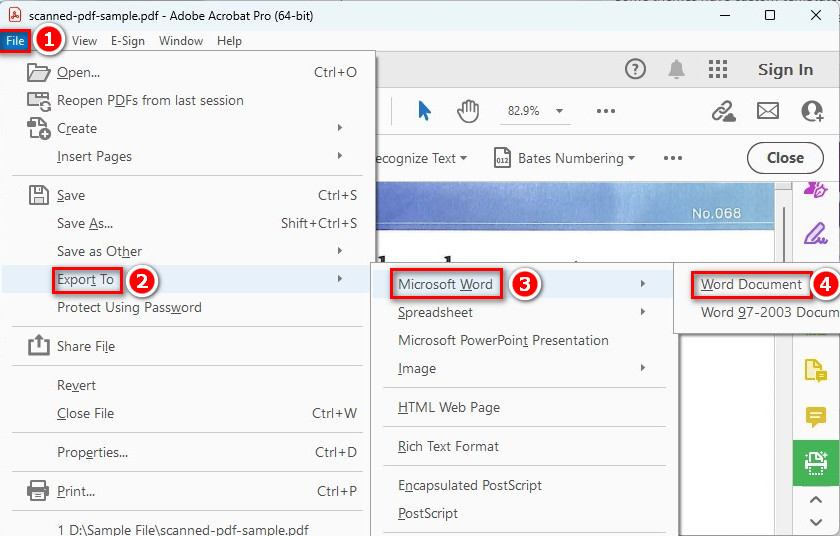 Exporter un PDF scanné vers Word