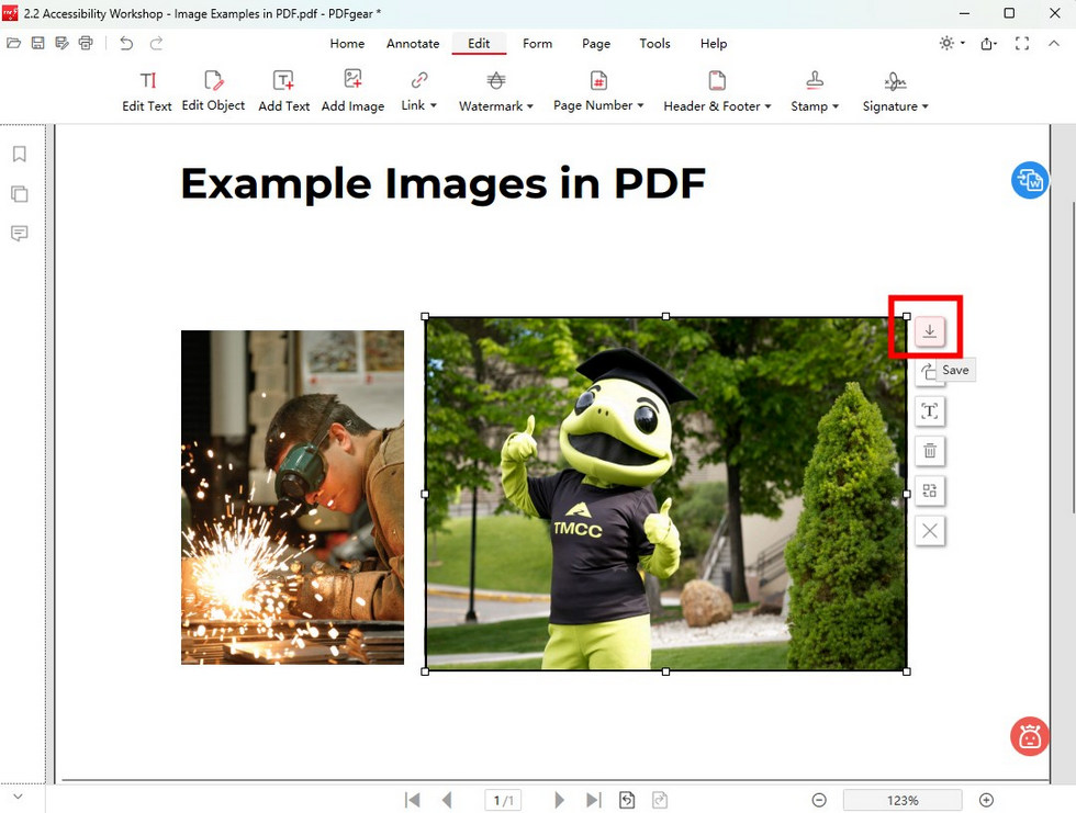 Extract and Save Images from PDFgear