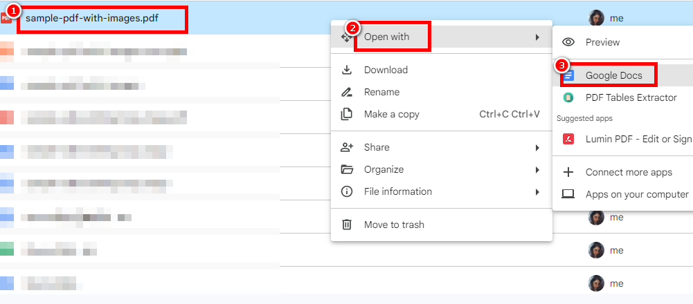 Open the PDF with Google Docs