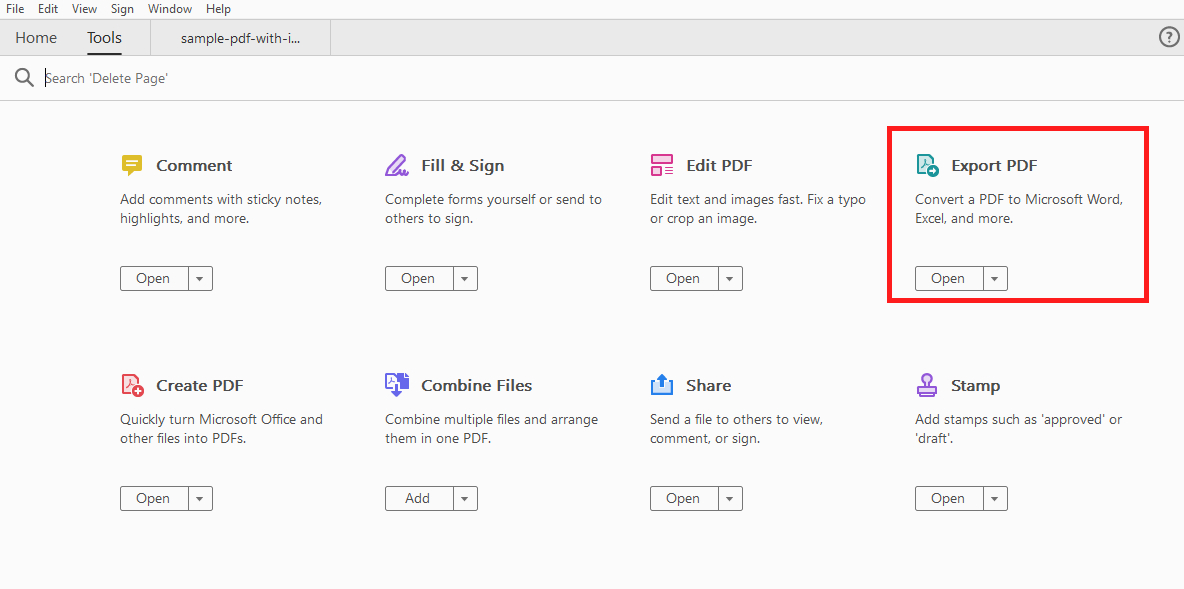 Find the Export PDF Button