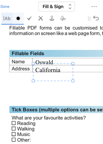 Fill Out PDF Form in PDFgear App