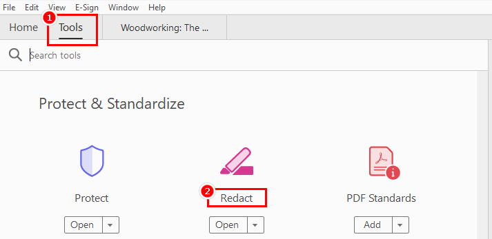 Navigate to the Redact Button