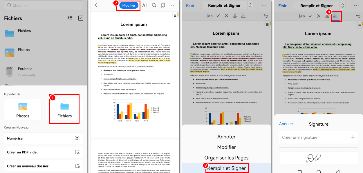 Trouvez le bouton Signature dans PDFgear pour Android