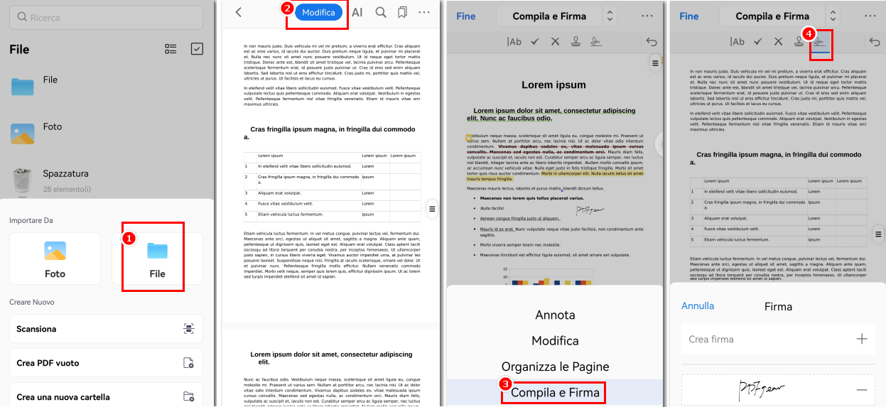 Trova il pulsante della firma in PDFgear per Android