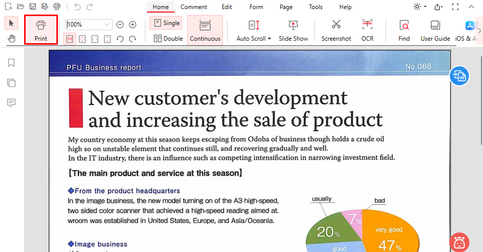 Find the Print Button in PDFgear
