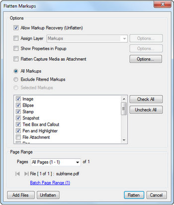Flattening a PDF in Bluebeam Revu