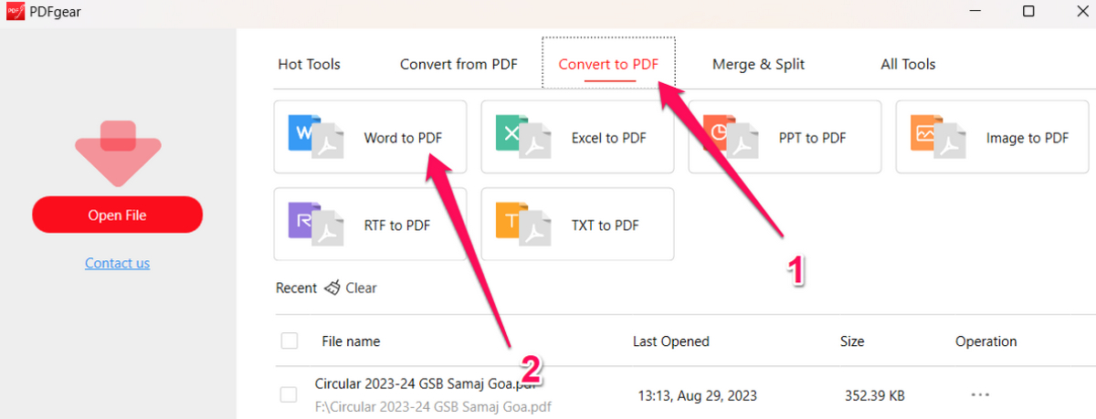 Go to PDFgear PDF to Word Converter