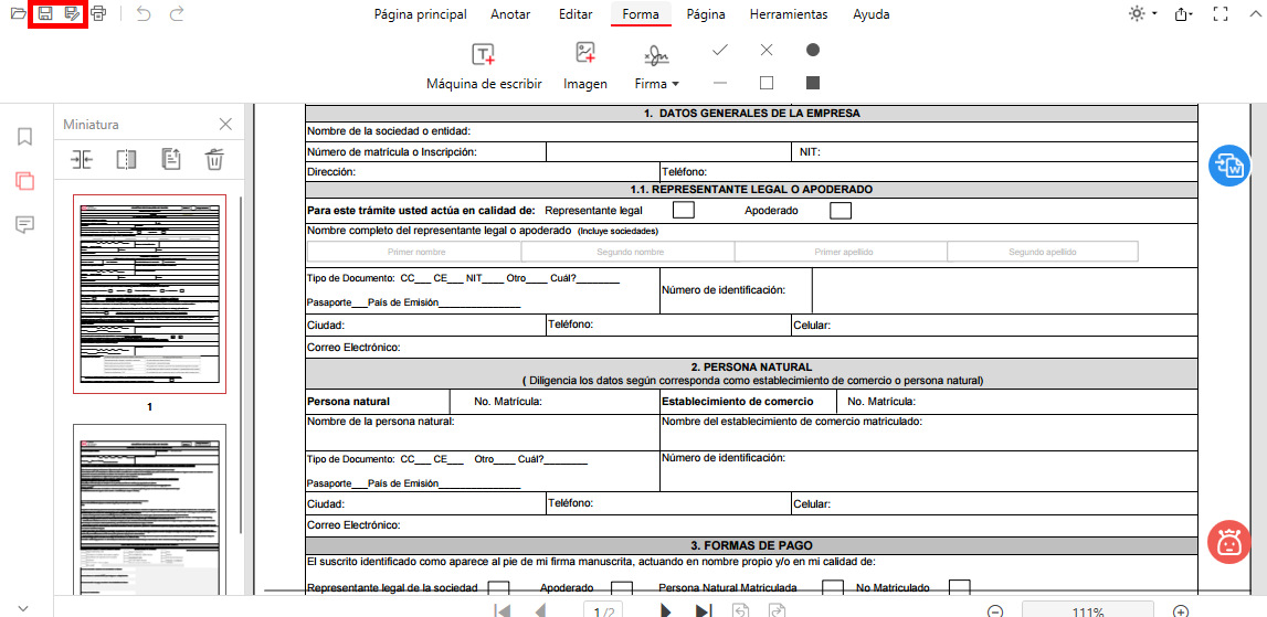 Guardar Formulario PDF desde PDFgear