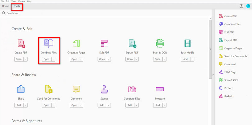 Naviga allo Strumento Unisci File