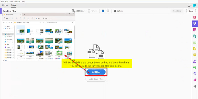 Importer des JPEGs dans Adobe Acrobat Pro