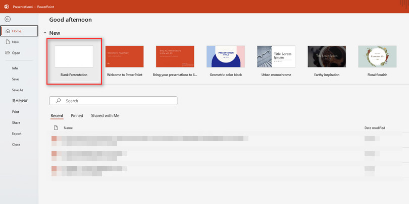 Créer une nouvelle présentation PPT
