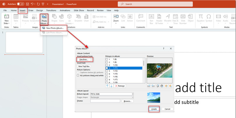 Inserisci Album Fotografico in PowerPoint