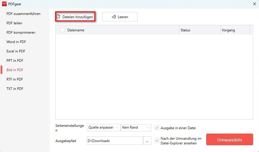 JPEG zu PDF konvertieren