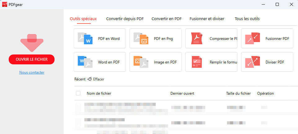 L'interface de PDFgear Desktop
