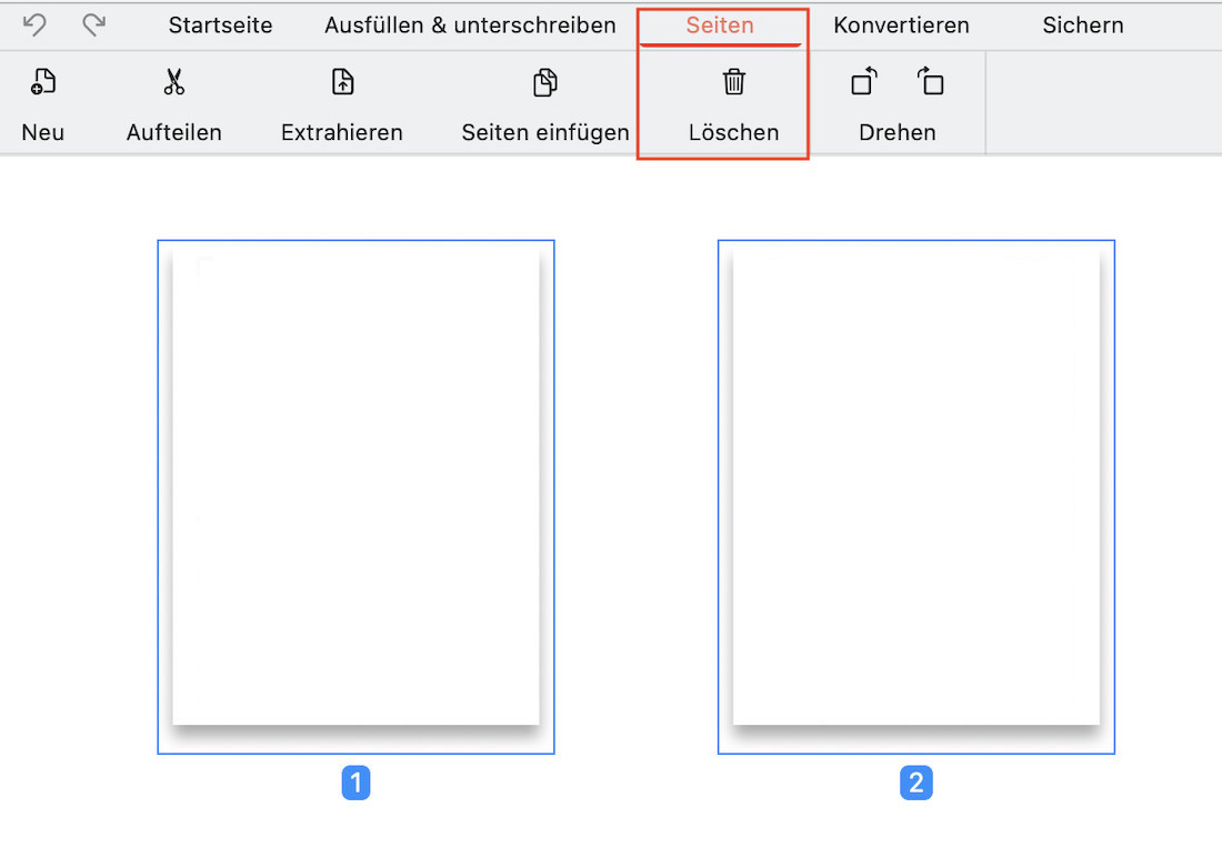 Leere Seiten in PDFgear auswählen