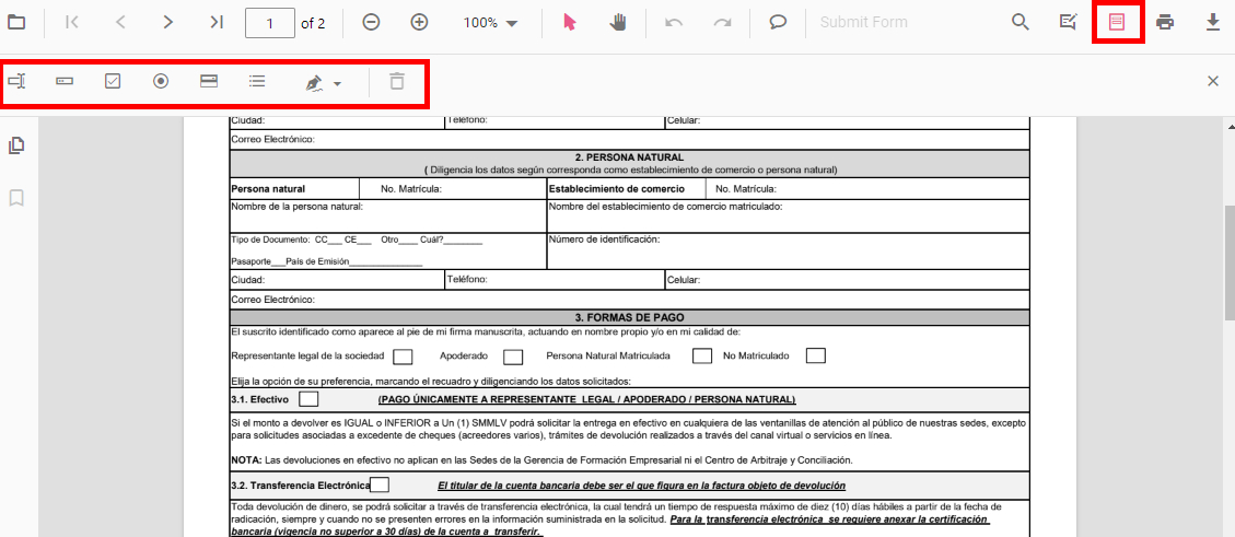 Llenar el Formulario PDF en Línea de Forma Gratuita