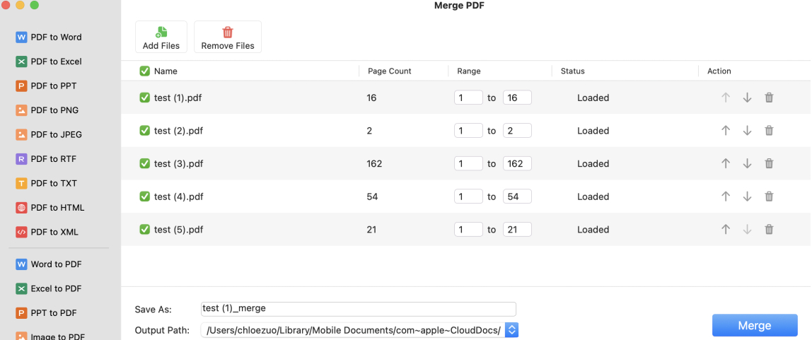 Merge PDF Files